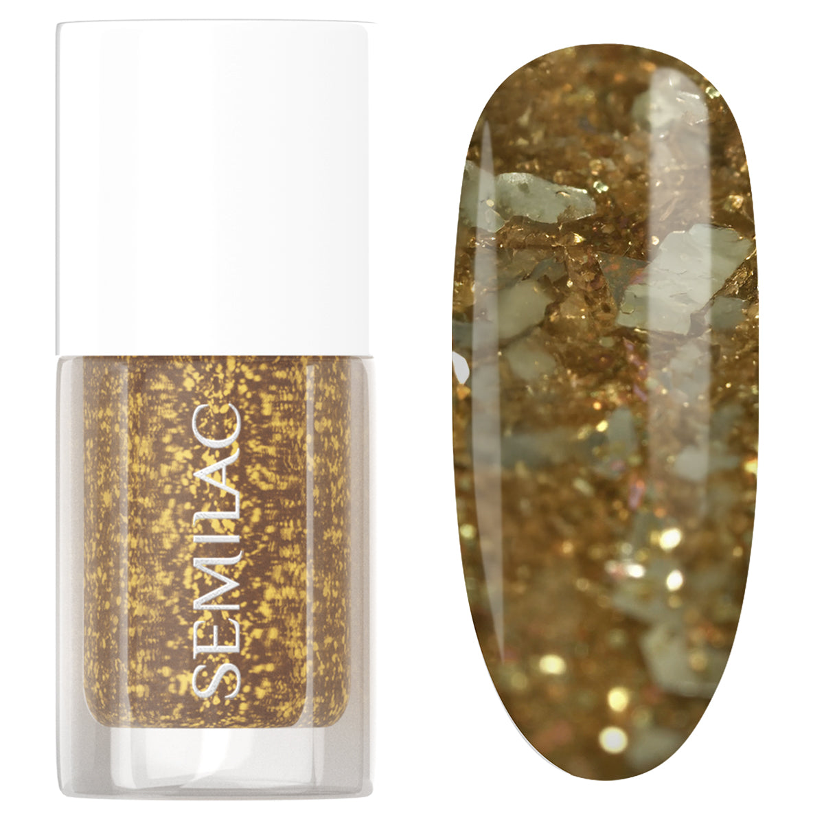 042 Semilac Nail Polish Flakes of Gold 7 ml