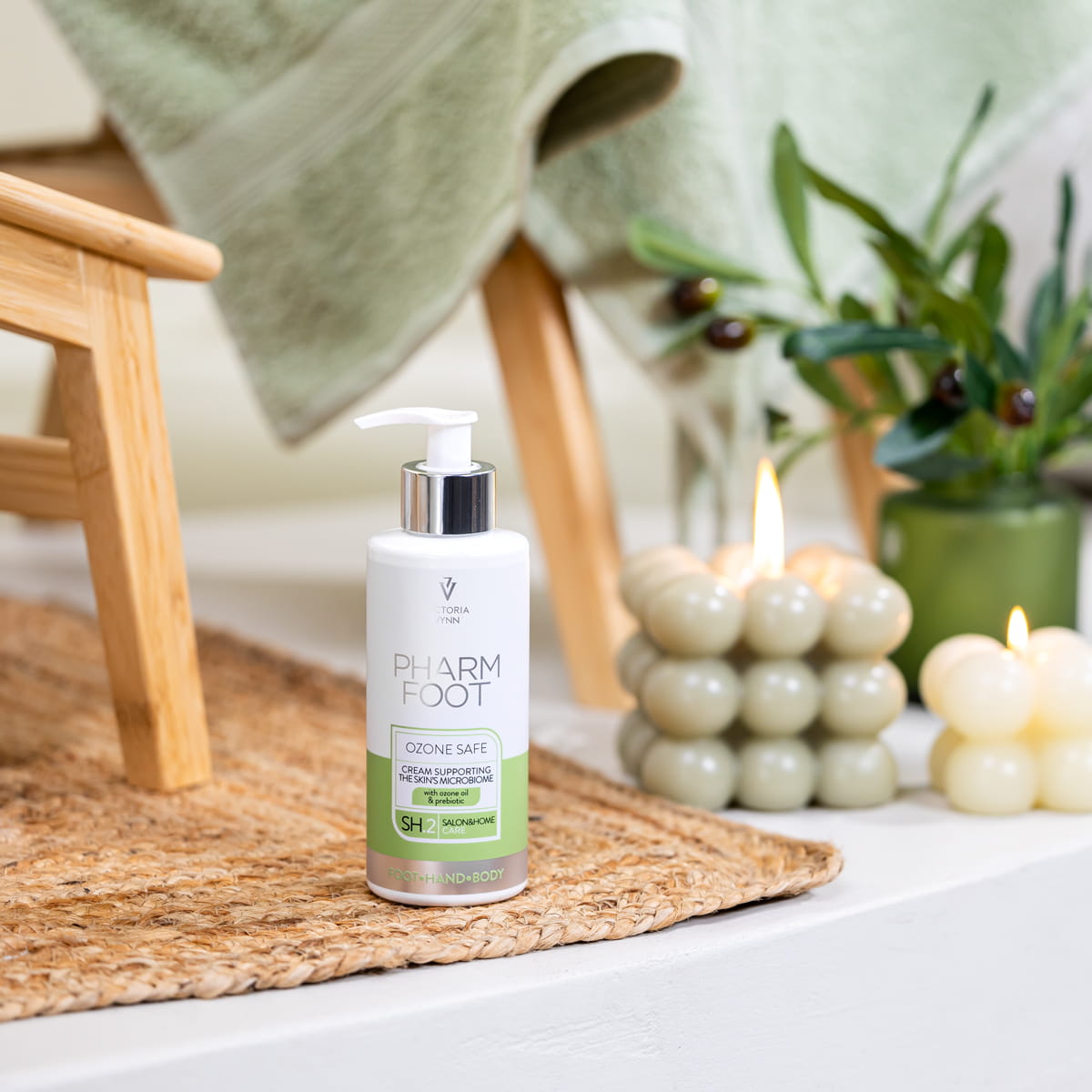 PHARM FOOT Krēms atbalstošs ādas mikrobiomu ar ozonētu olīveļļu un probiotiķiem, OZONE SAFE 250ml