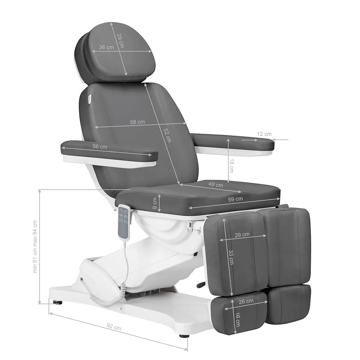 Sillon Classic Electric Beauty Chair (3 Motors) Grey