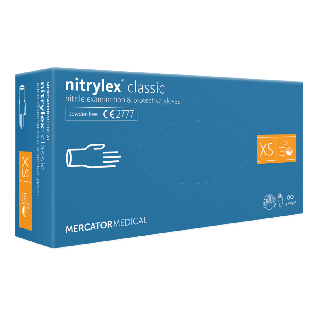 Nitrylex PF Одноразовые нитриловые перчатки, без напыления XS, Синий 100 шт. (Польша)