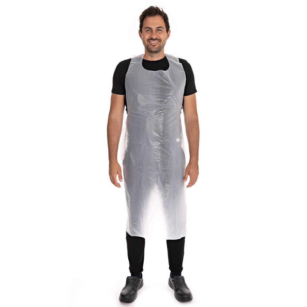 Disposable aprons HDPE, white (100pcs.) 12 microns