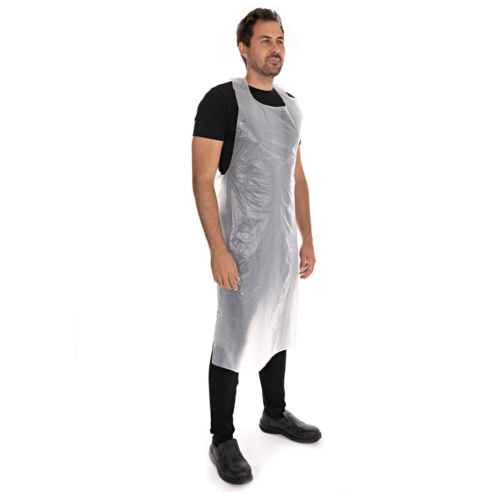 Disposable aprons HDPE, white (100pcs.) 12 microns