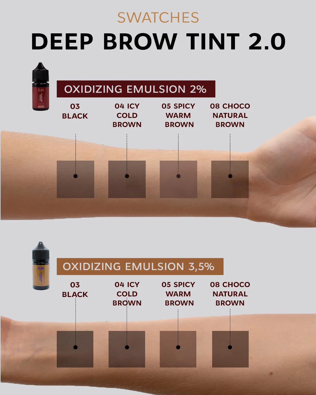 Elan püsiv kulmuvärv „DEEP BROW TINT“, 2.0 08 CHOCO Looduslik pruun 20 ml