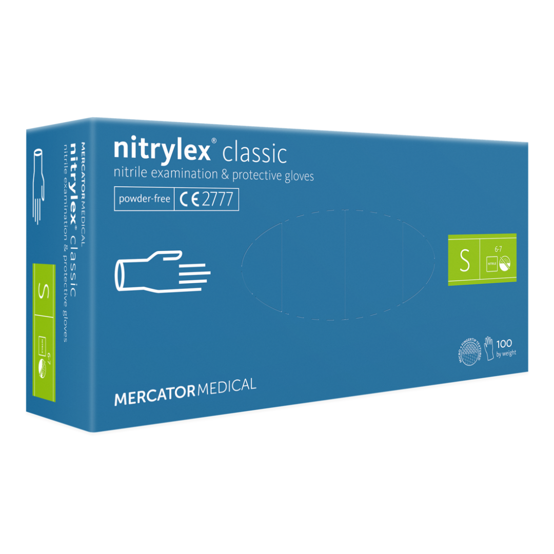 Nitrylex PF Одноразовые нитриловые перчатки, без напыления S, Синий 100 шт. (Польша)