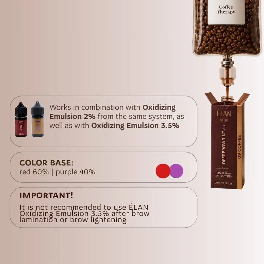 Elan Ilgstošs uzacu tonis «DEEP BROW TINT», 2.0 09 COFFEE Tumši brūns 20ml