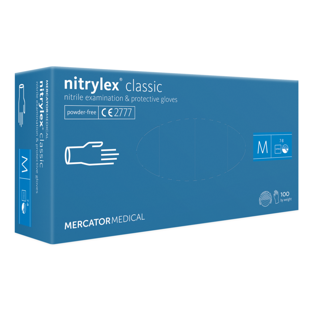Nitrylex PF Одноразовые нитриловые перчатки, без напыления M, Синий 100 шт. (Польша)