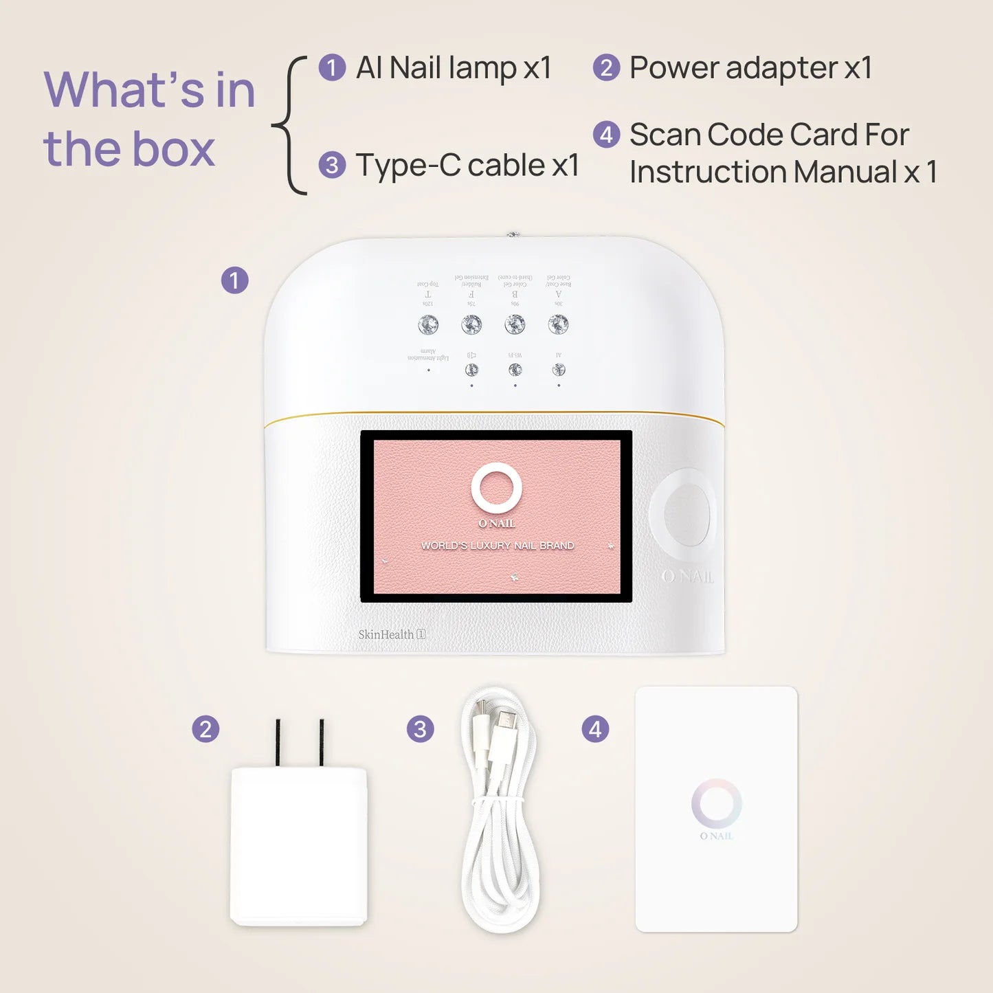 ONAIL AI LED manikīra lampa, rozā