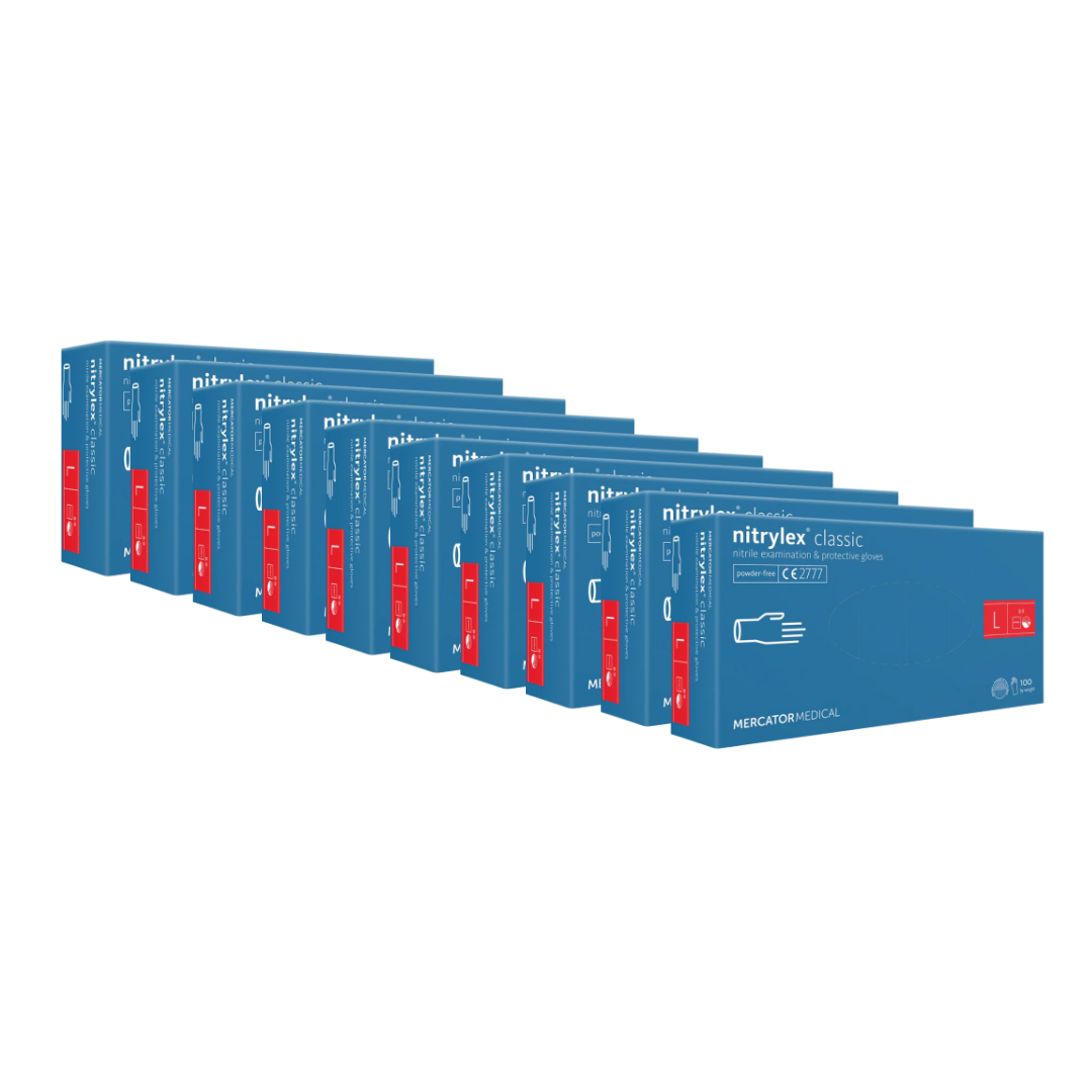 Nitrylex PF Vienreizlietojamie nitrila cimdi, bez pūdera L Zili, 100 gab., 10 kastes