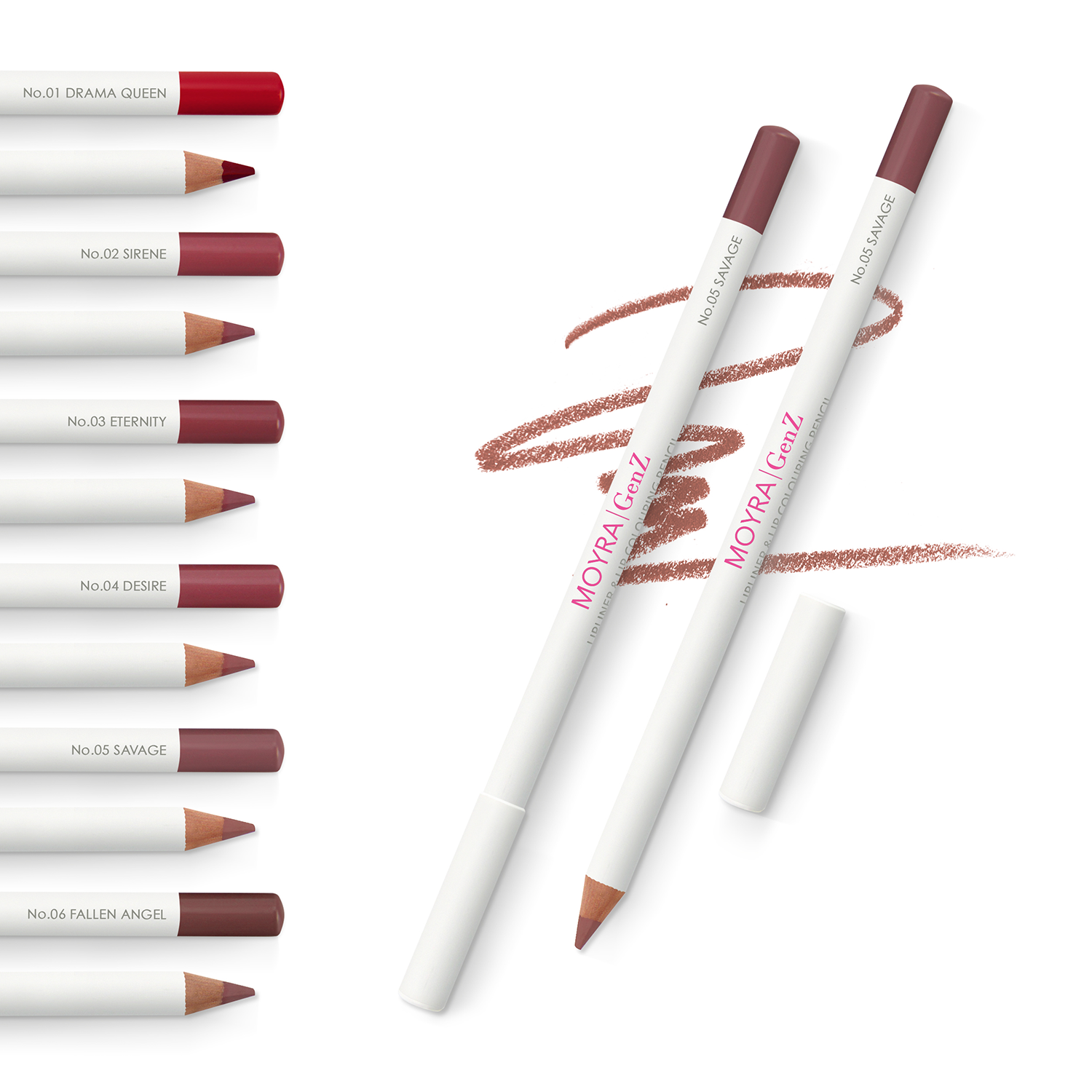 MOYRA GenZ Lipliner & Lip huulekontuurpliiats ja huulepliiats 02 Sirene