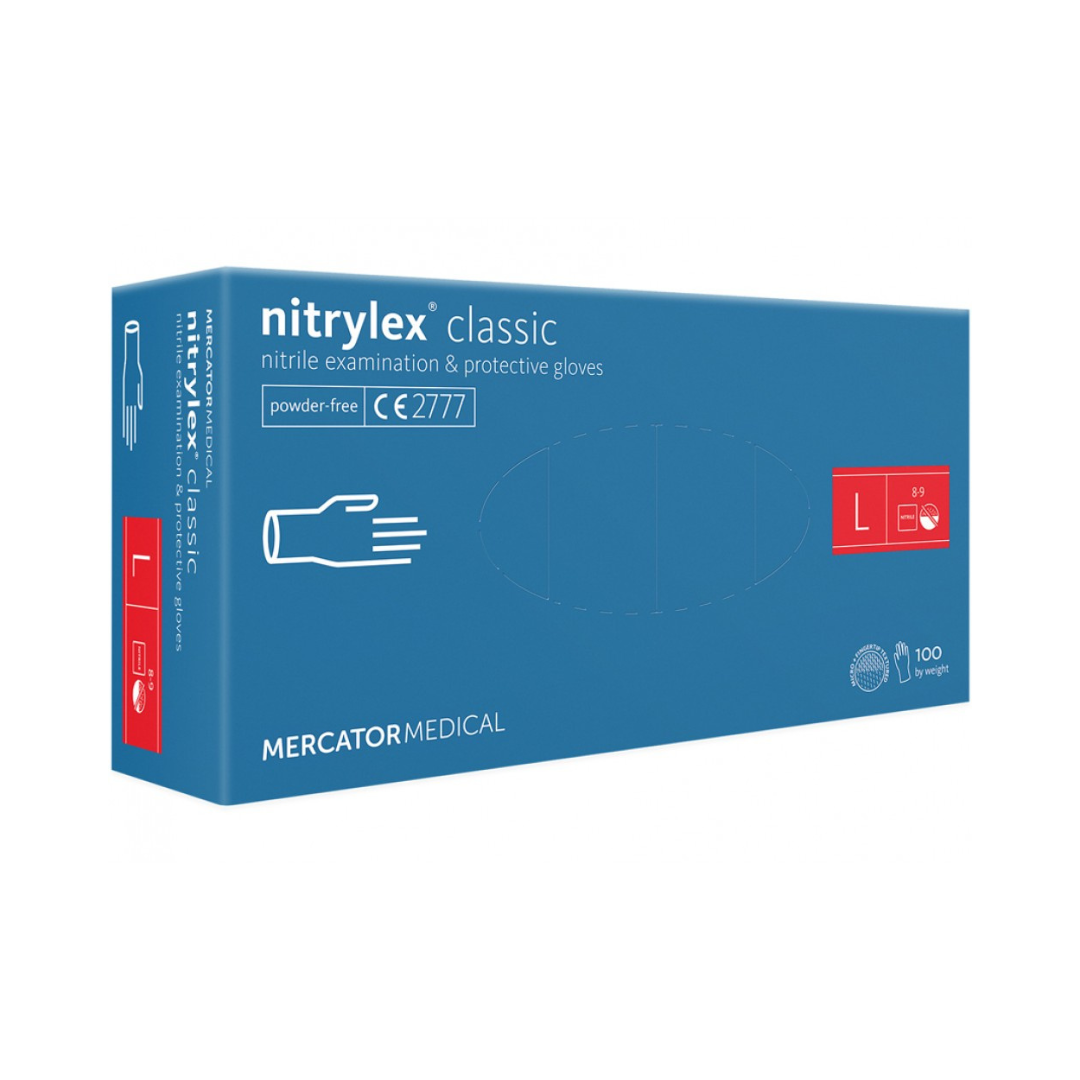 Nitrylex PF Одноразовые нитриловые перчатки, без напыления L, Синий 100 шт. (Польша)