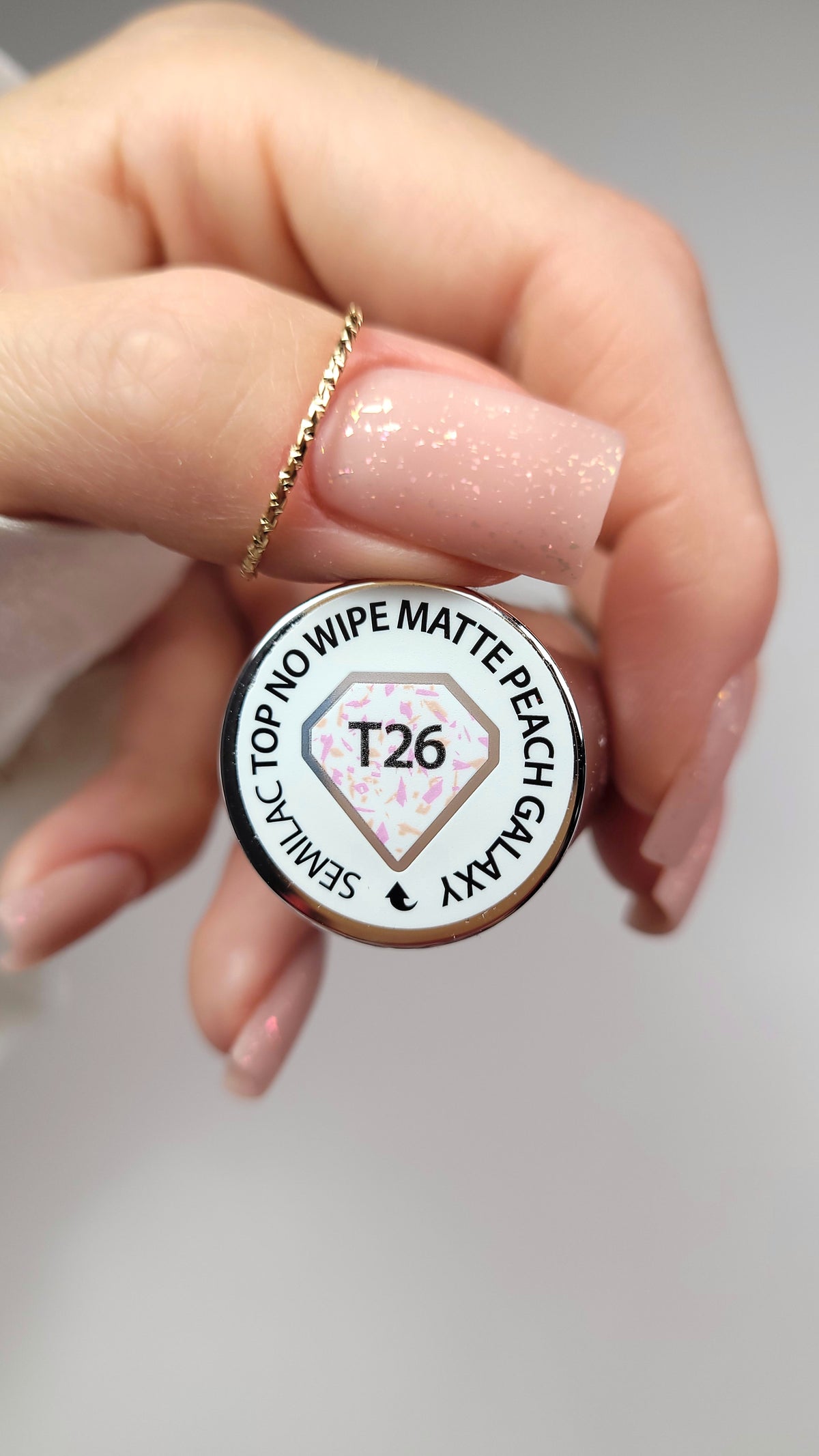 T26 Semilac UV-Gel-Lack Top Coat „No Wipe“ Matt Peach Galaxy 7 ml
