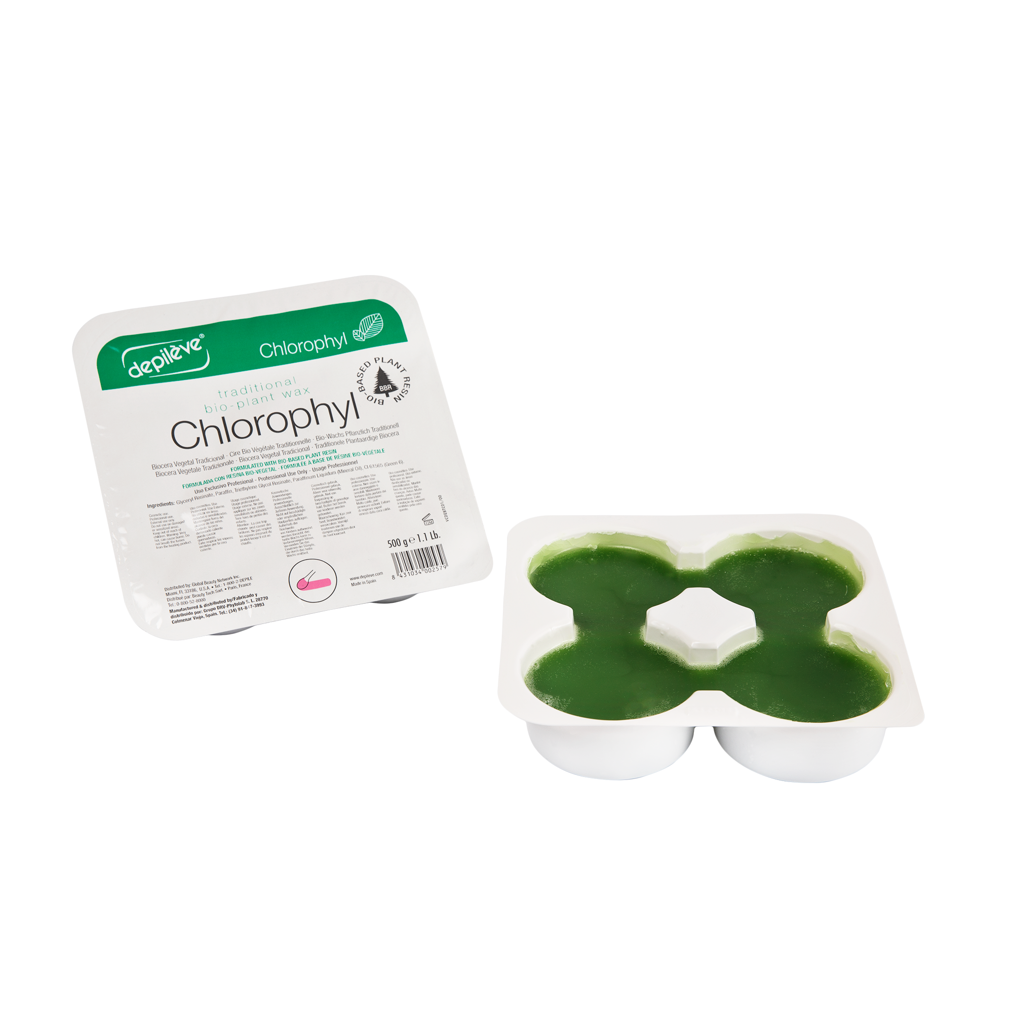 Depileve BIOWAX CHLOROPHYL in a tray 2x500 ml