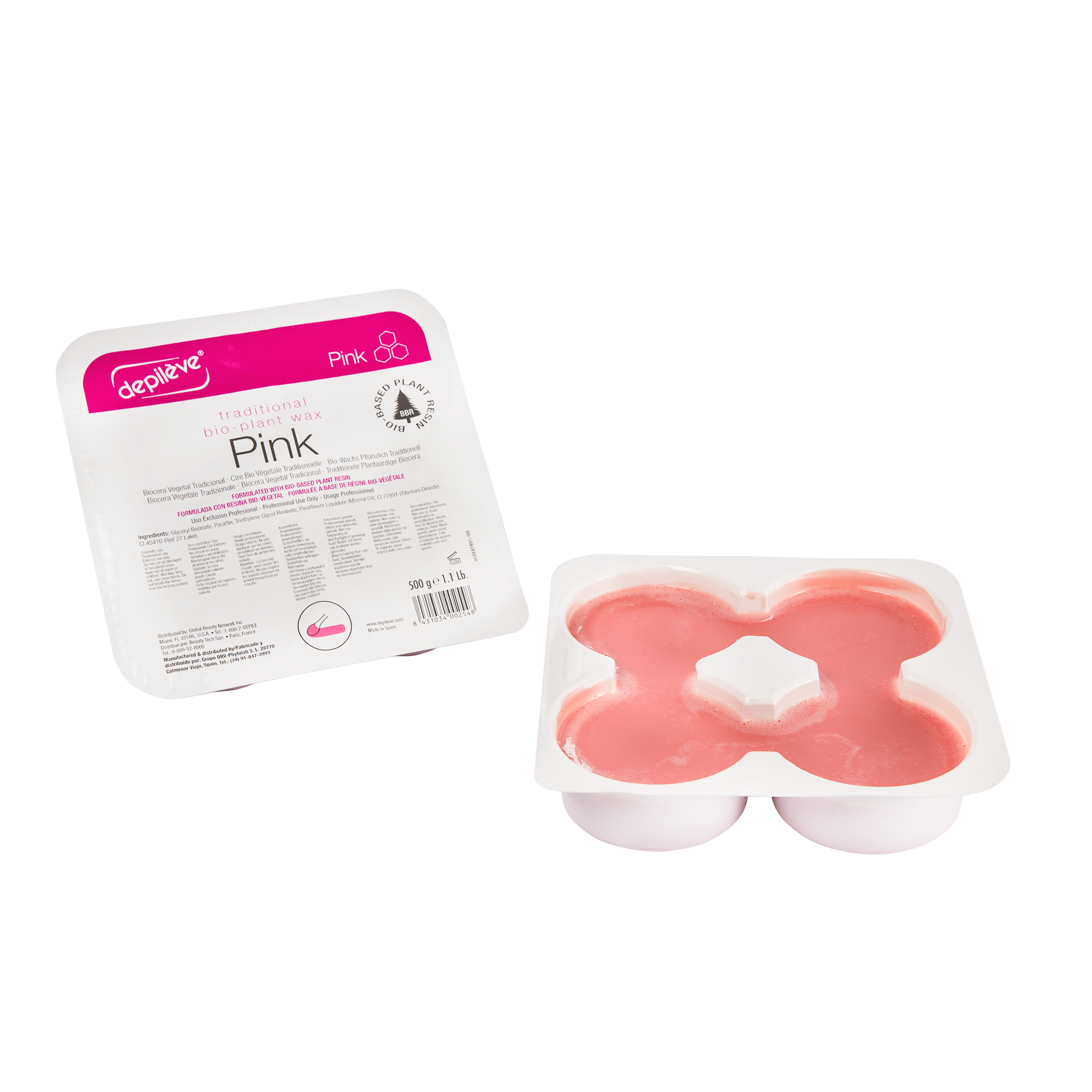 Depileve BIOWAX PINK in a tray 2x500 ml