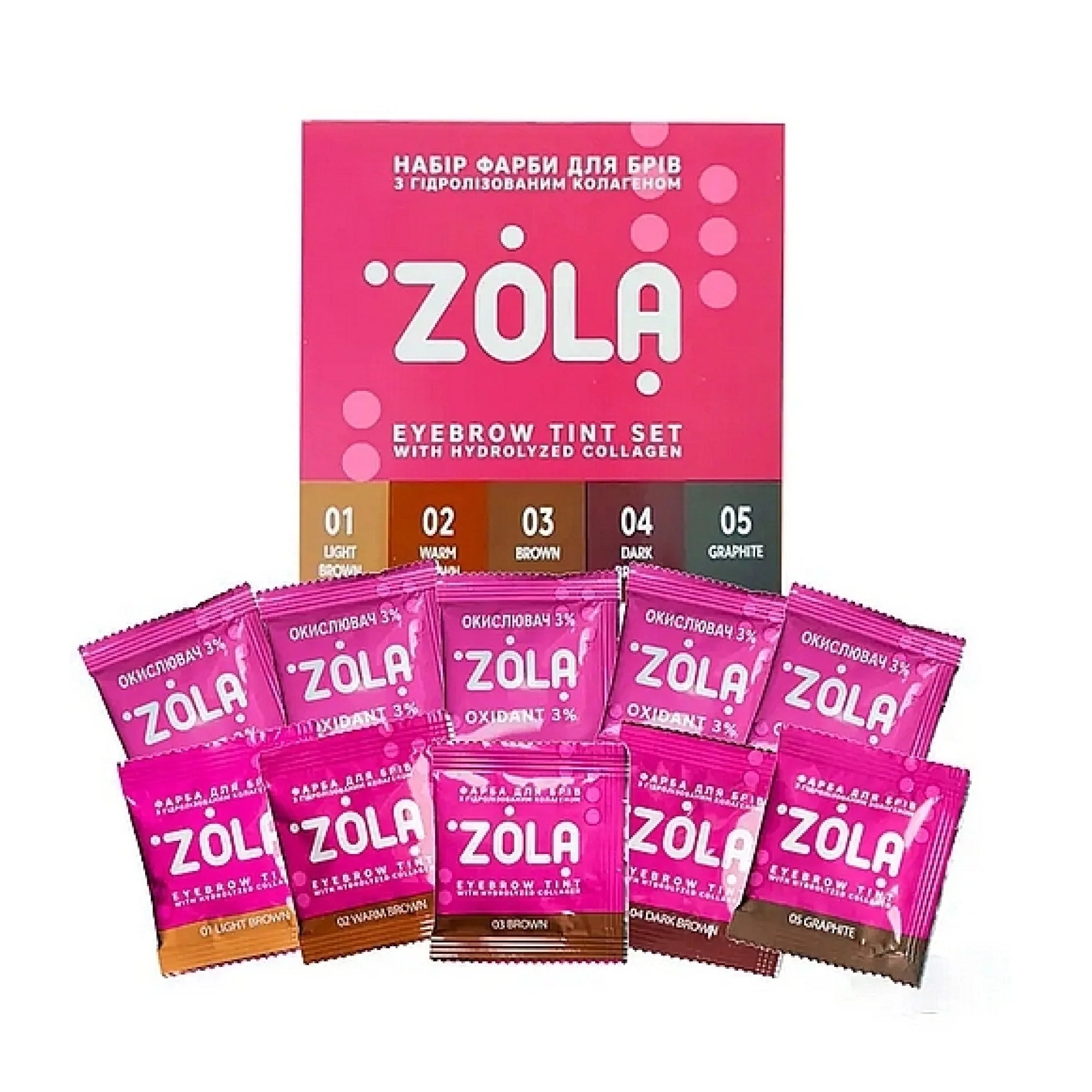 ZOLA Krāsa skropstām ar kolagēnu, komplekts, 5x5ml