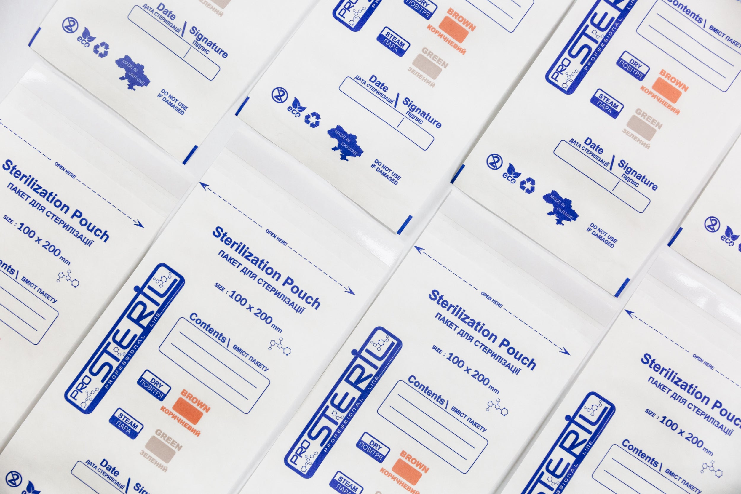 be STERIL&SAFE Dry & Autoclave Combined Sterilization Bags 100x200mm PKW with Indicator White 100pcs.