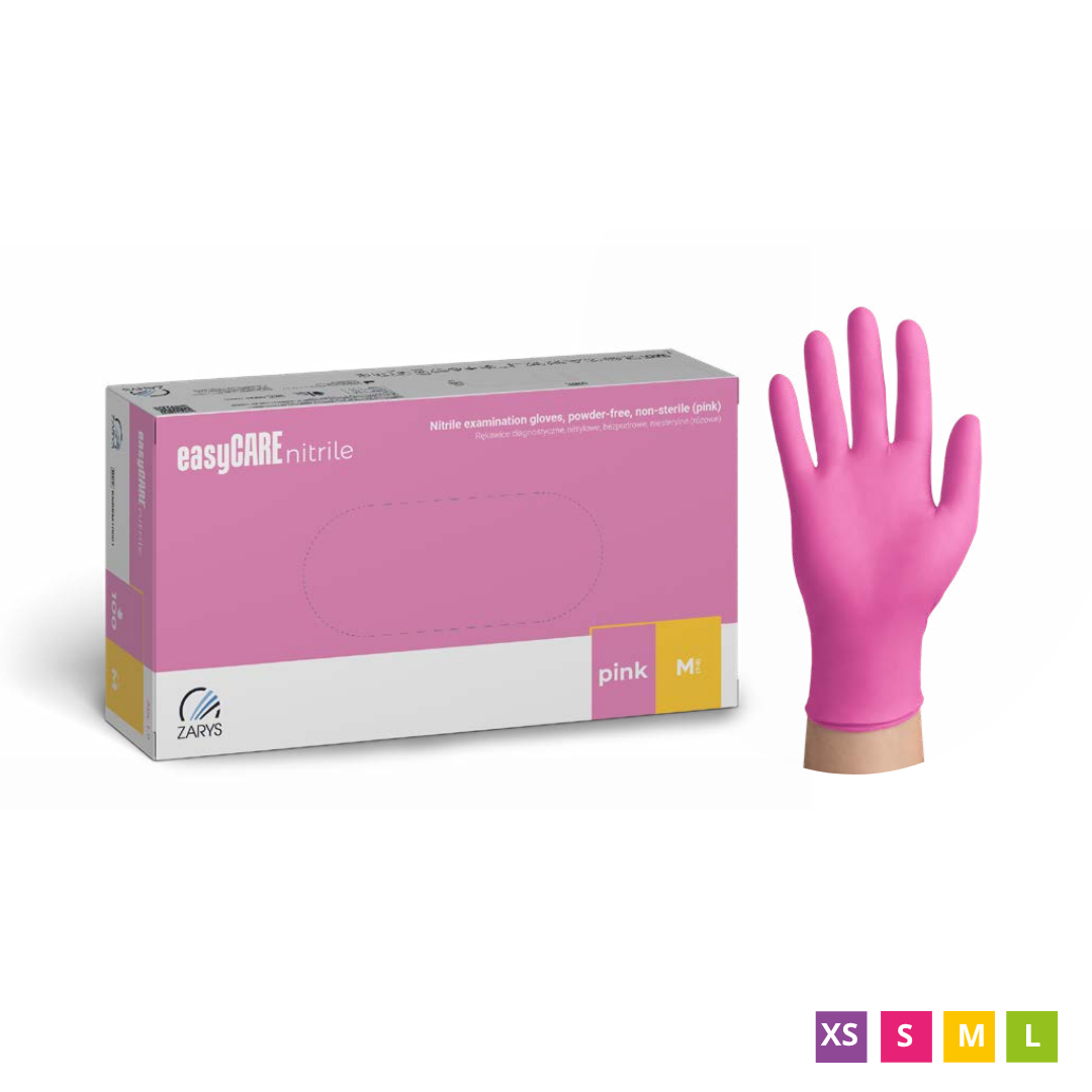 easyCARE Einweghandschuhe aus Nitril, puderfrei, rosa, 100 Stück
