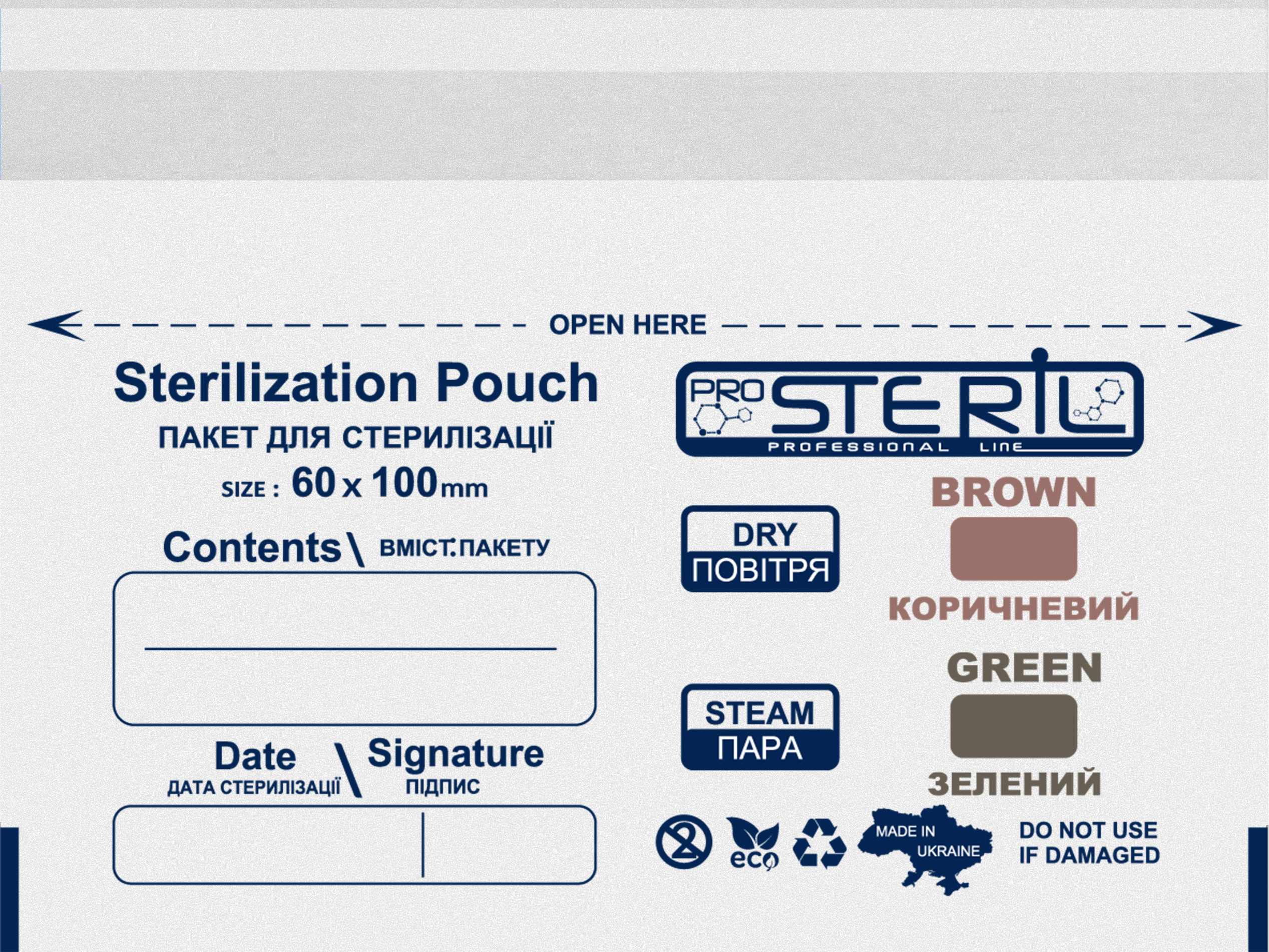 be STERIL&SAFE Karstā gaisa & Autoklāva kombinētie sterilizācijas maisiņi 60x100mm PKW ar indikatoru Balti 100gab.