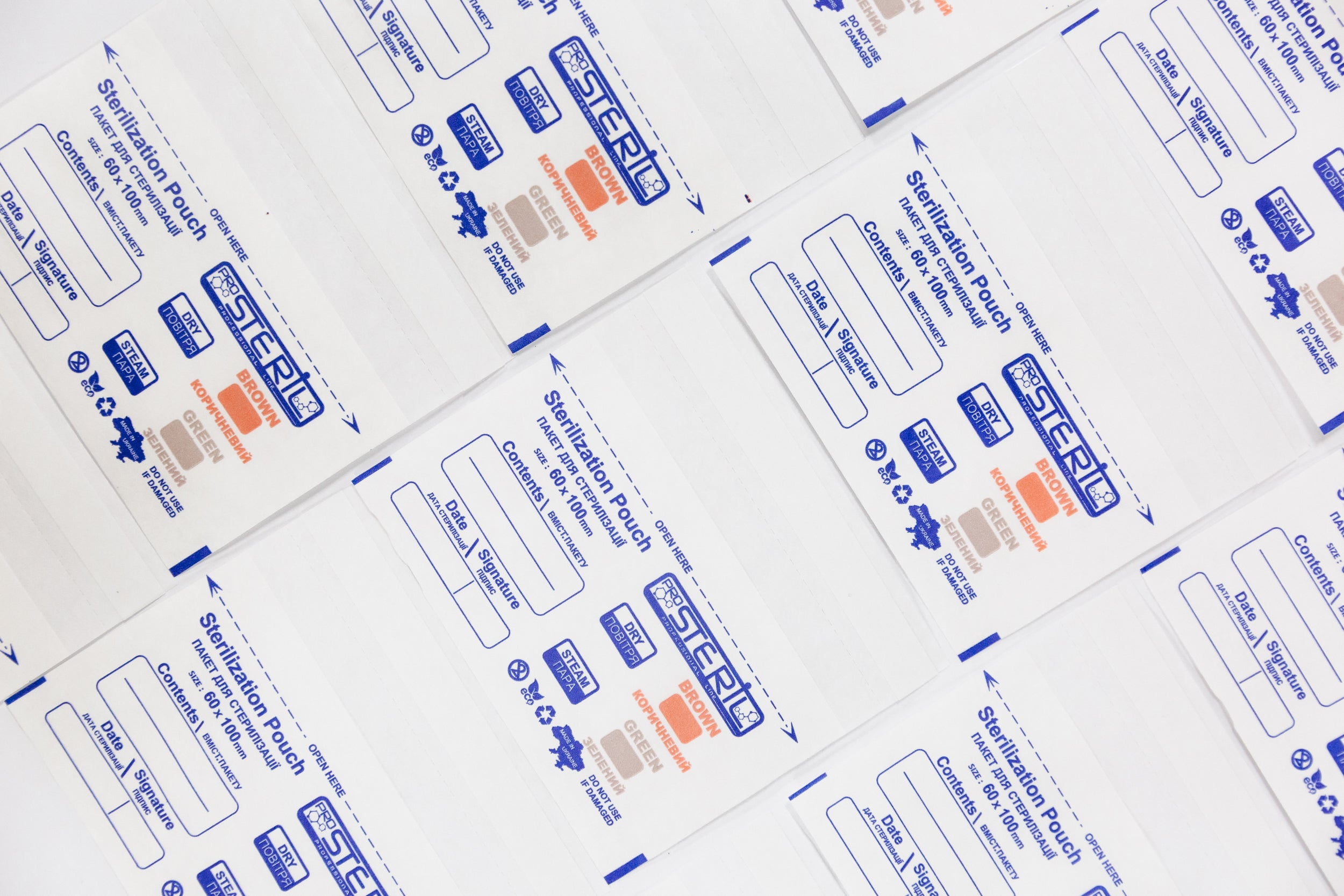 be STERIL&SAFE Karstā gaisa & Autoklāva kombinētie sterilizācijas maisiņi 60x100mm PKW ar indikatoru Balti 100gab.