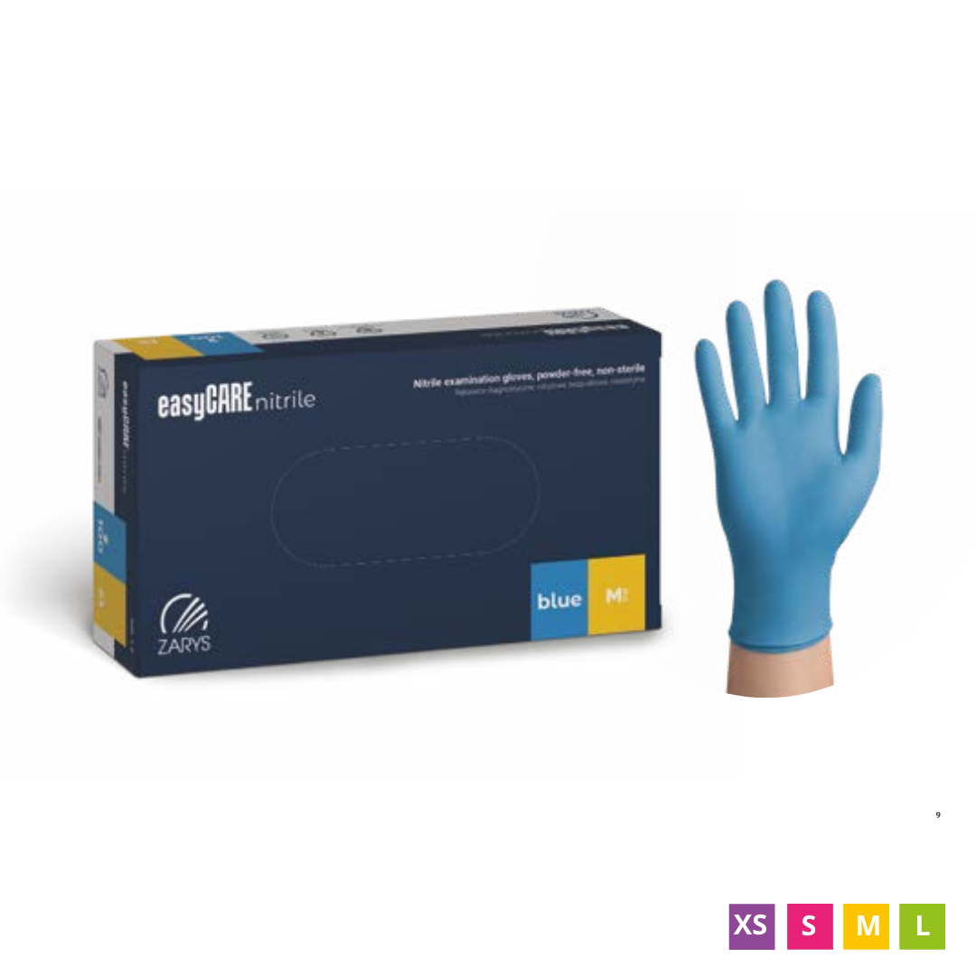 easyCARE Disposable Nitrile Gloves, Powder-Free, Blue, 100 pcs.