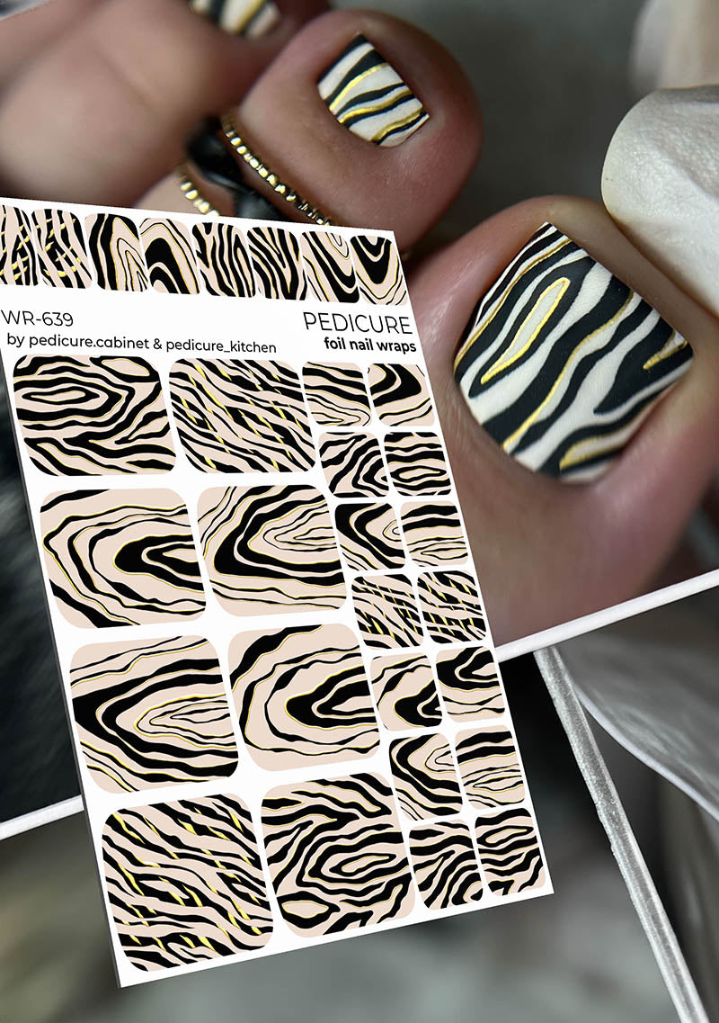 Pedicure cabinet pedicure nail wraps with gold foil [WR-639]