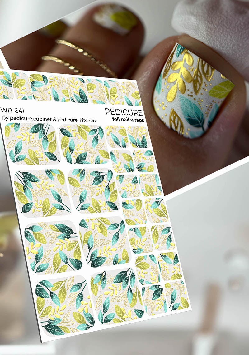 Pedicure cabinet pedicure nail wraps with gold foil [WR-641] 