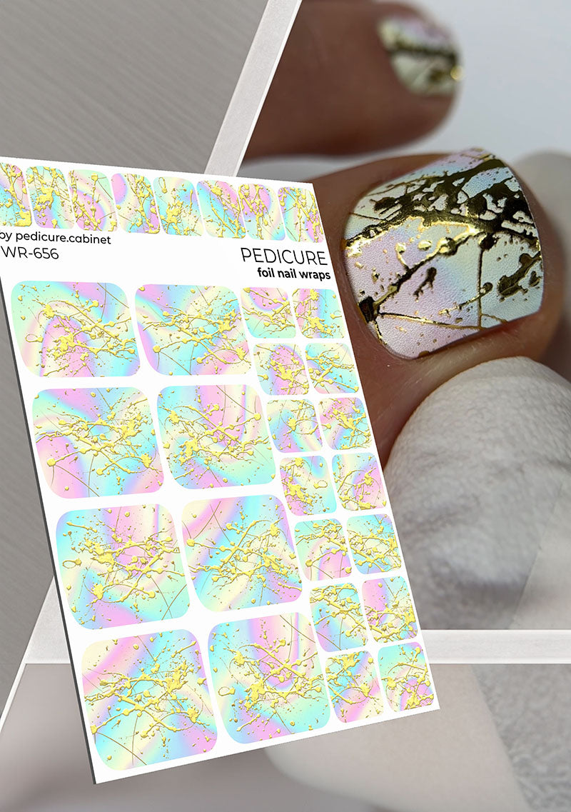 Pedicure cabinet pedicure nail wraps with gold foil [WR-656]