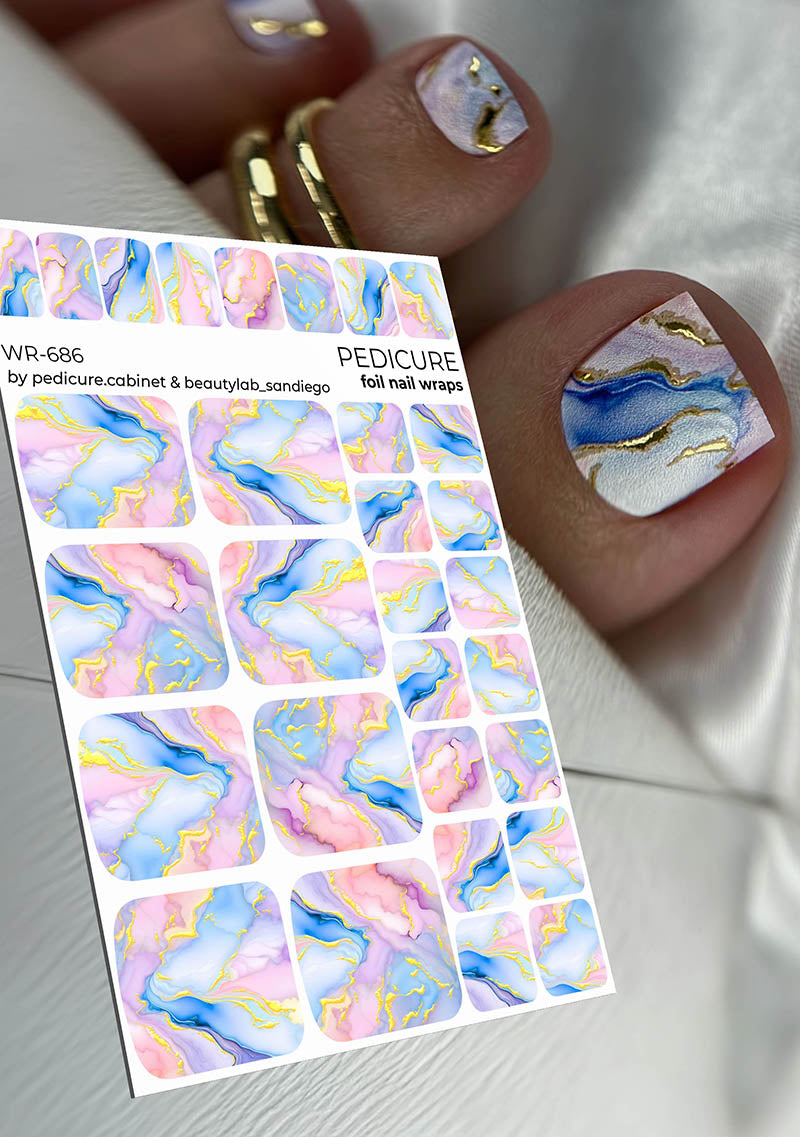 Pedicure cabinet pedicure nail wraps with gold foil [WR-686]