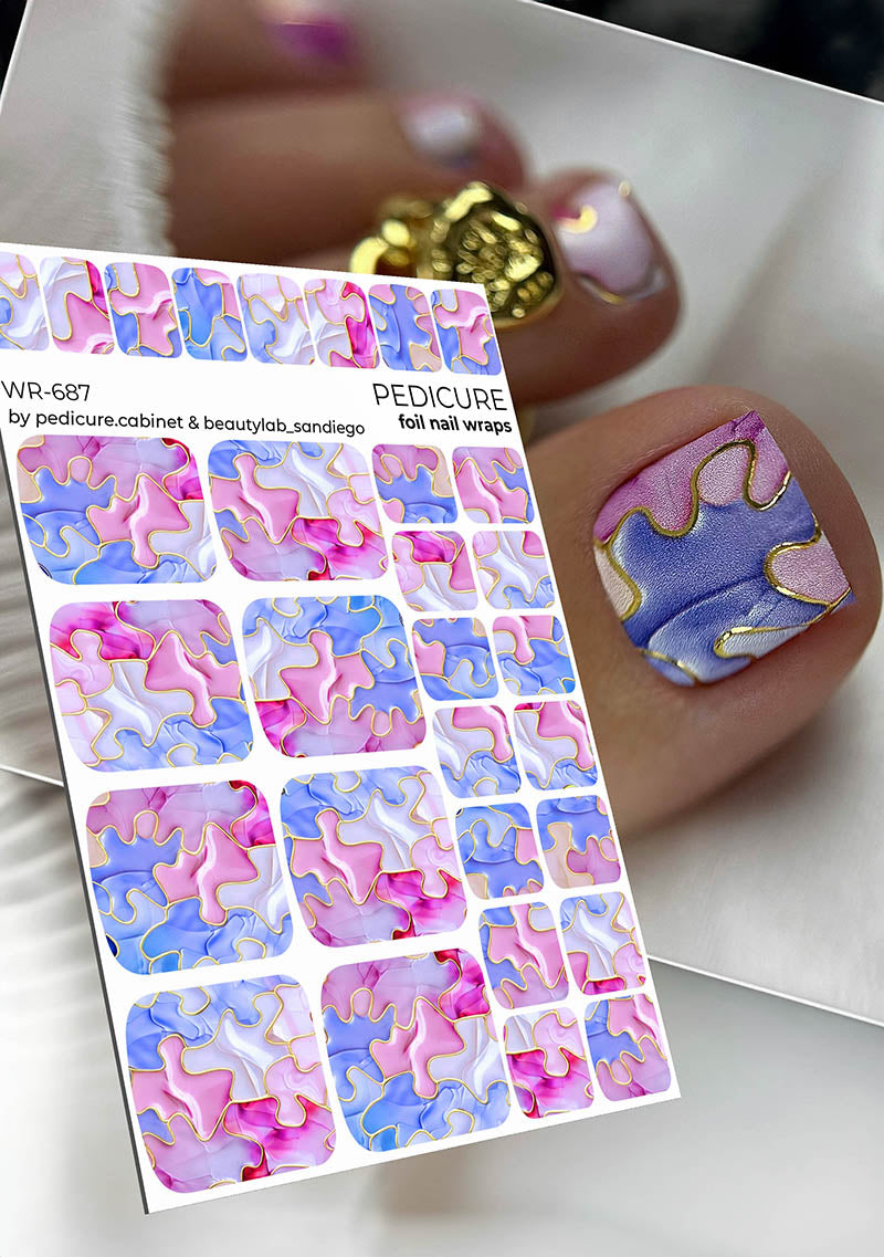 Pedicure cabinet pedicure nail wraps with gold foil [WR-687] 