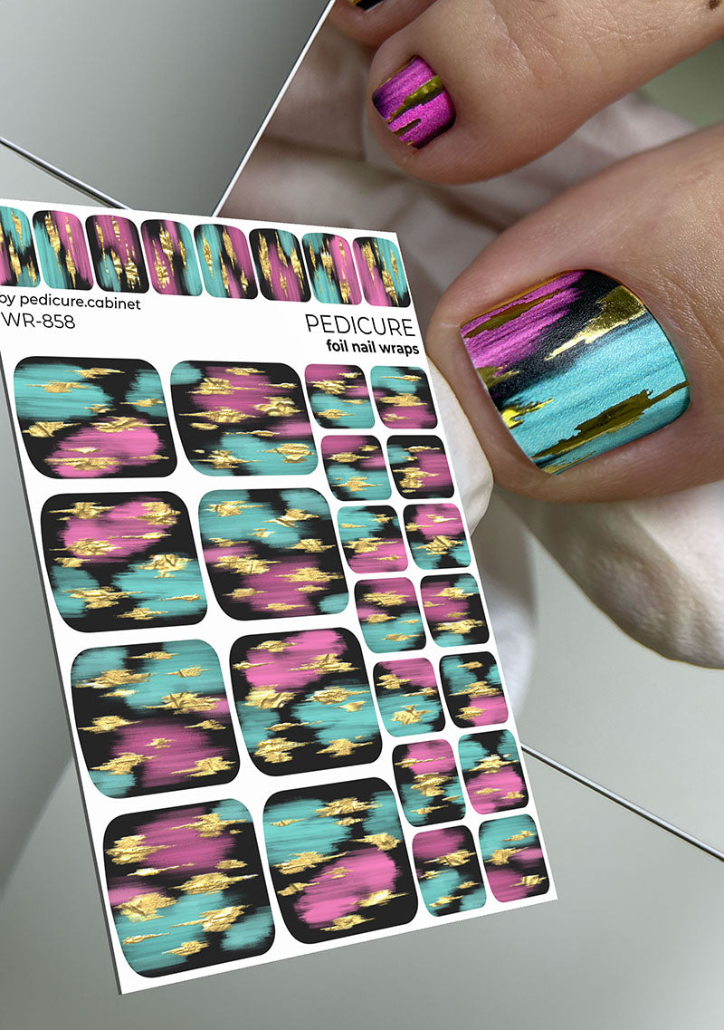 Pedicure cabinet pedicure nail wraps with gold foil [WR-858]