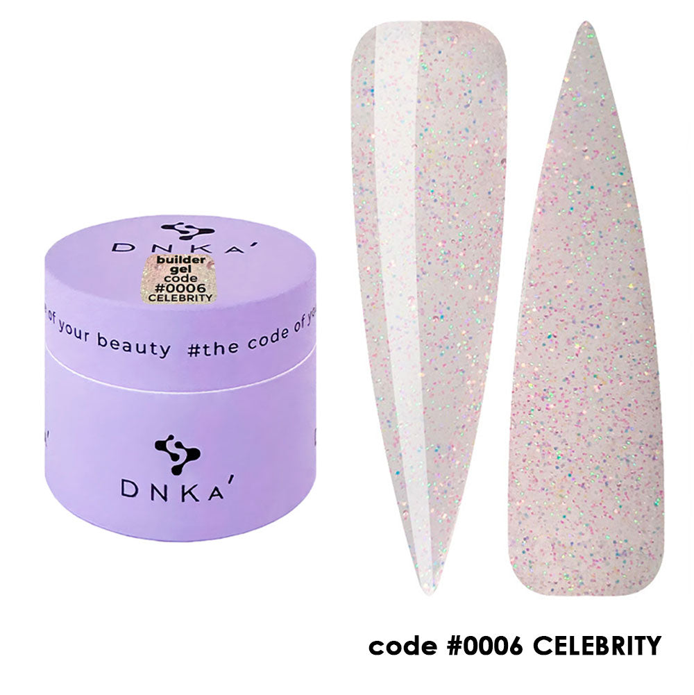 0006 „DNKa' Builder Gel“ „Celebrity Shimmer“ kolekcija – 15ml