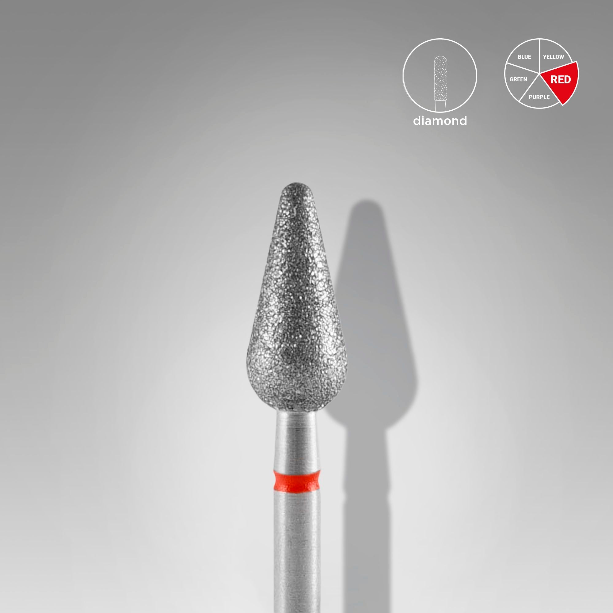 STALEKS Nail drill pear, red, diameter 4 mm/ working part 12 [FA101R050/12]