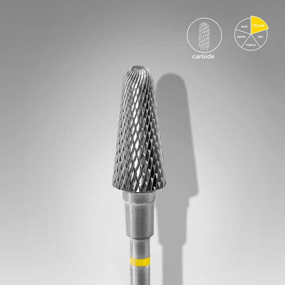 STALEKS Nail drill conical yellow, diameter 6 mm / working part 14 mm [FT70Y060/14]