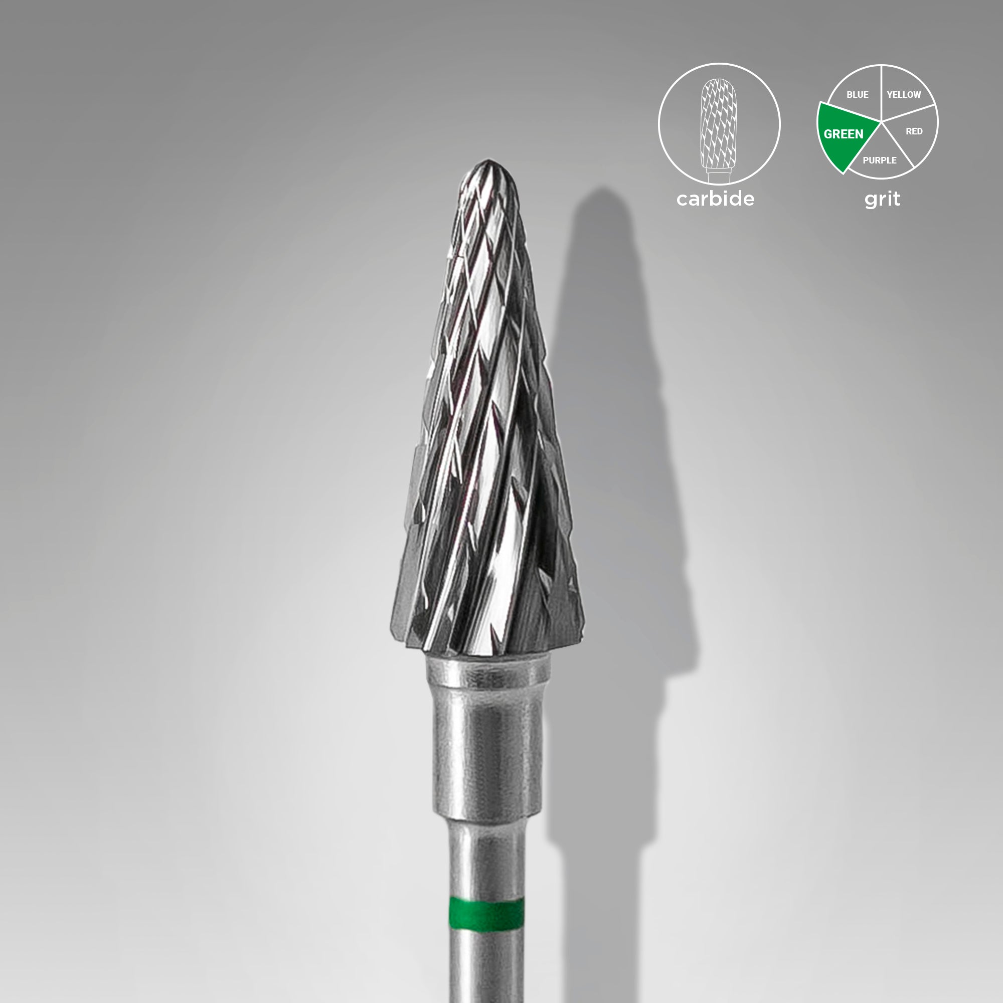 STALEKS Nail drill conical green, diameter 6 mm / working part 14 mm [FT71G060/14]