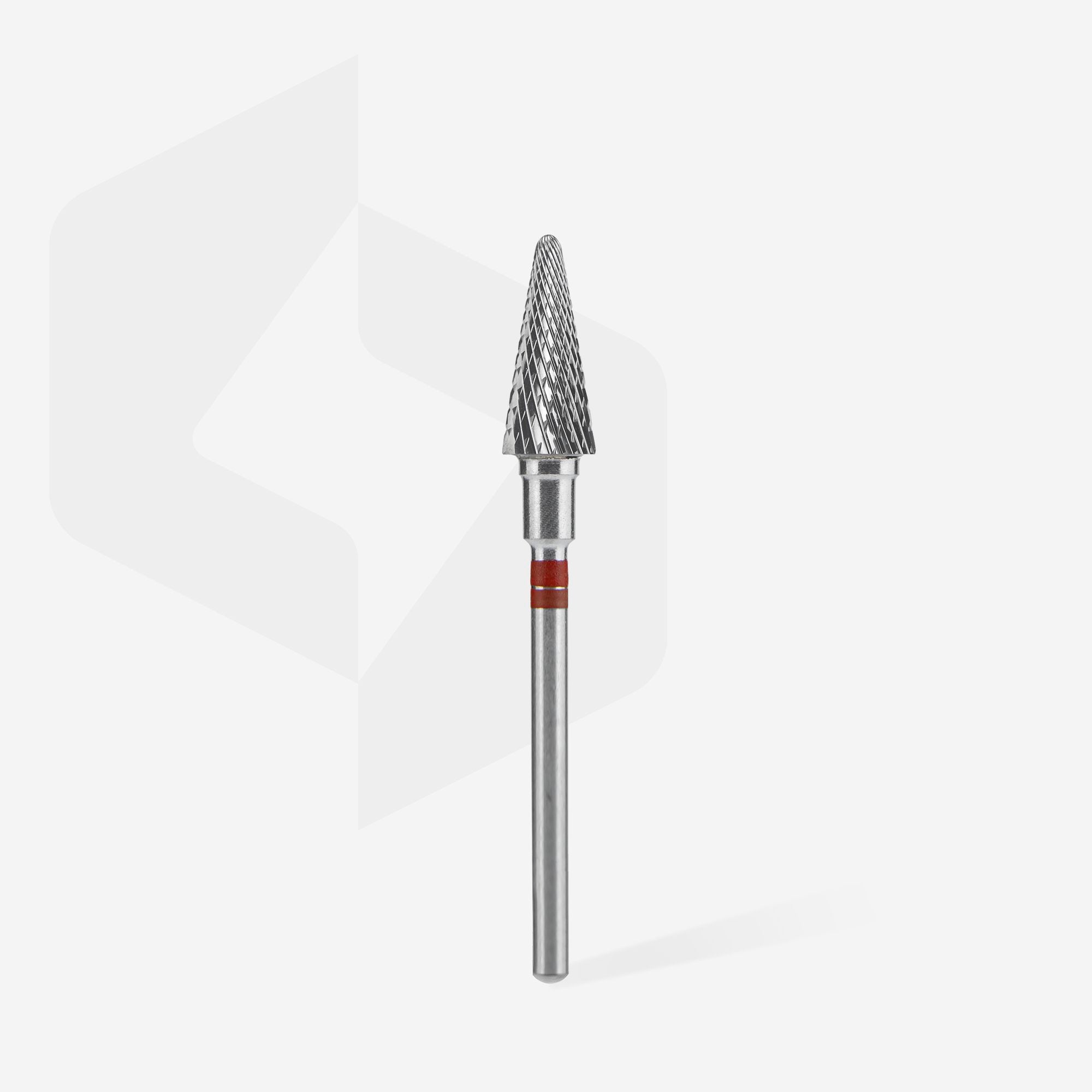 STALEKS Nail drill (for left-handle)conical red, diameter 6 mm / working part 14 mm [FT73R060/14]