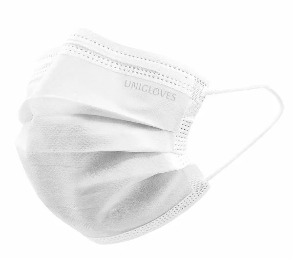 UNIGLOVES Medical face mask with elastic PROFIL PLUS WHITE 3-layers, 50 pcs.