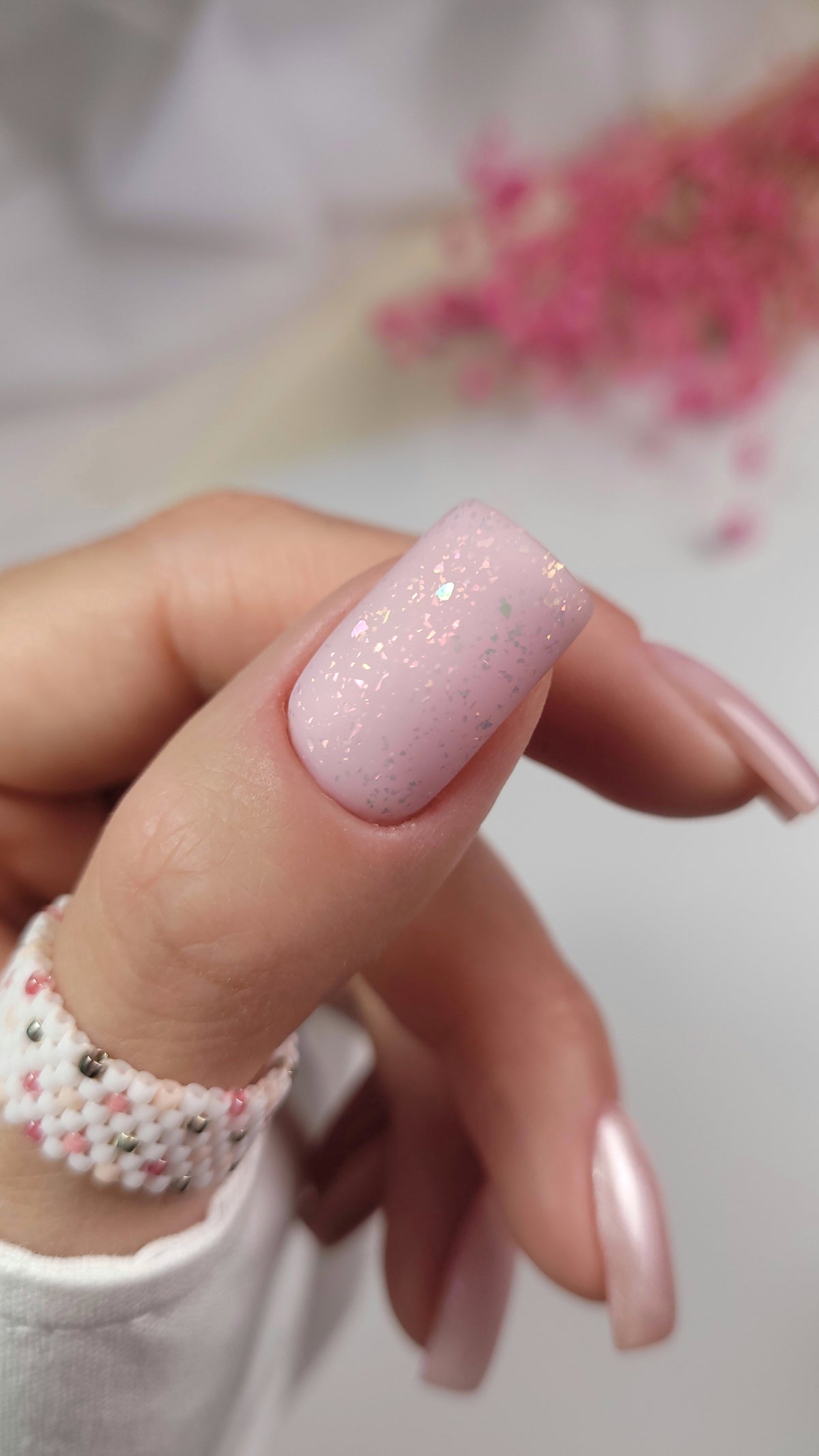 T26 Semilac UV-Gel-Lack Top Coat „No Wipe“ Matt Peach Galaxy 7 ml