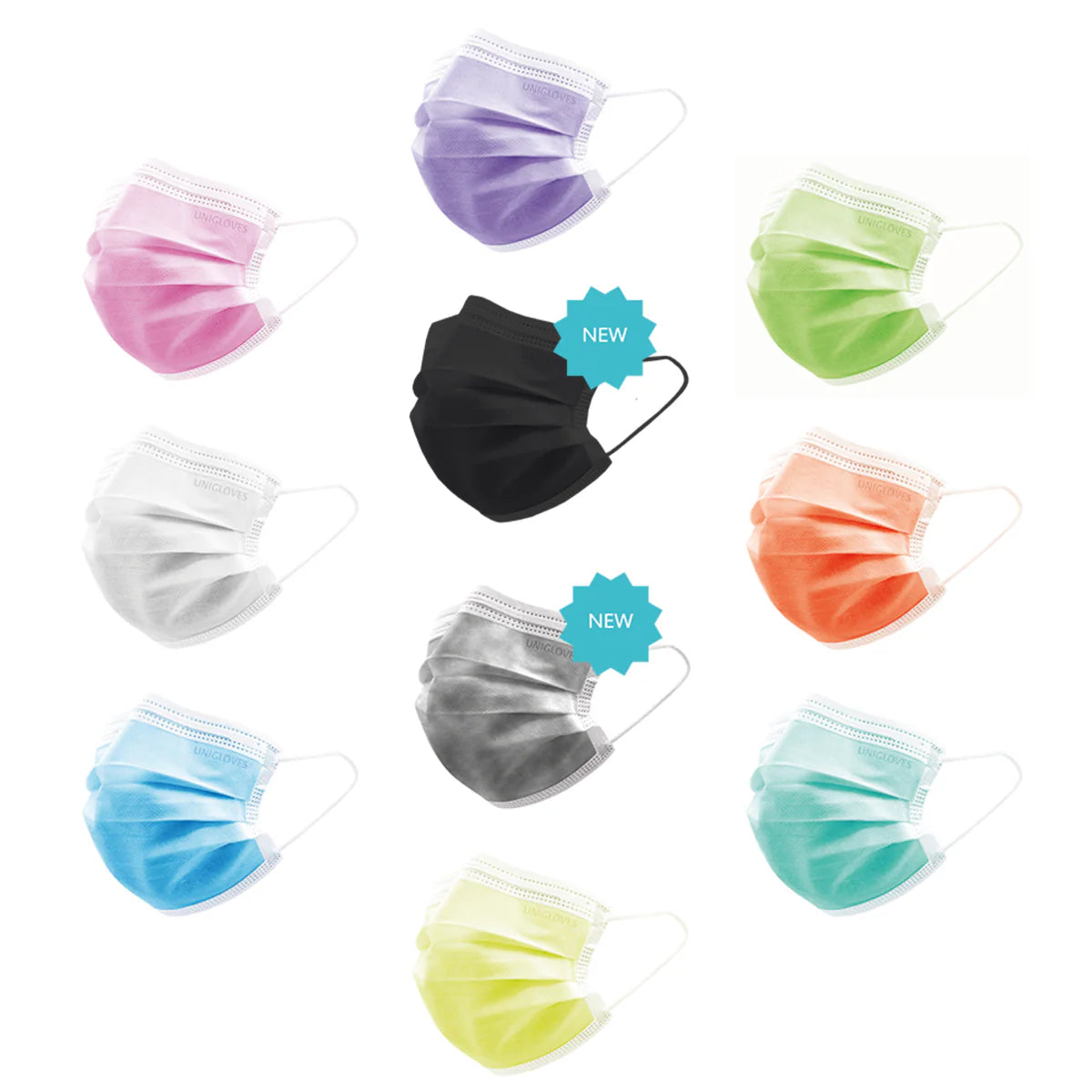 UNIGLOVES Medical face mask with elastic PROFIL PLUS WHITE 3-layers, 50 pcs.